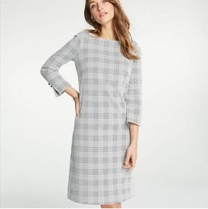 Ann Taylor Plaid Boatneck Shift Dress